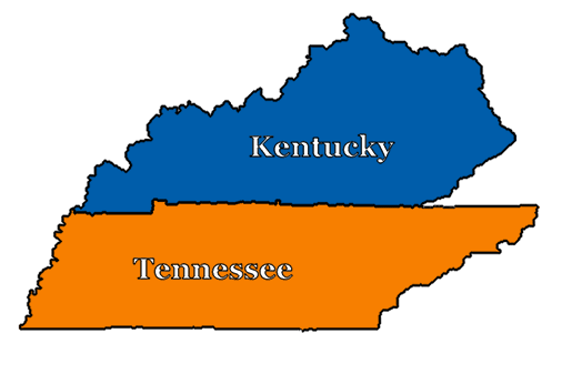 map of kentucky and tennessee